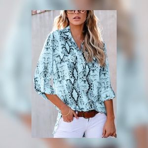 🆕 Wild Snake Print Shirt with Pockets